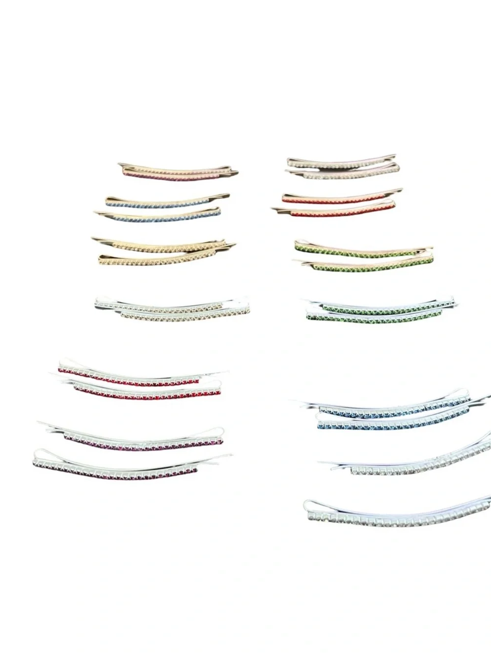 Elegant Red Crystal Hair Pins - Gold Tone